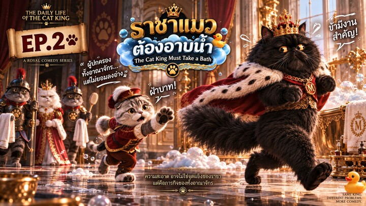 EP.02 — ราชาแมวต้องอาบน้ำ 👑🐱🛁 | The Cat King Must Take a Bath