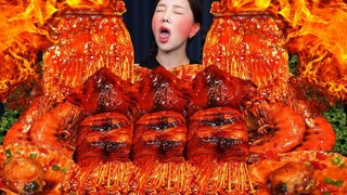 [Mukbang ASMR] Spicy Squid (hanchi) Enoki Mushroom & Scallops Shrimp Seafood Boil Realsound Ssoyoung