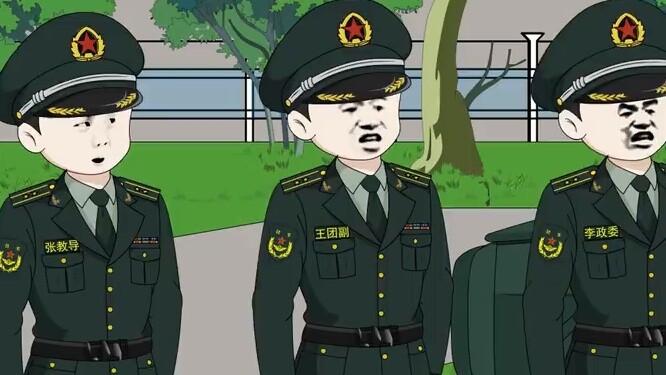 Para anggota baru diperiksa bahkan oleh komandan tentara mereka sendiri.