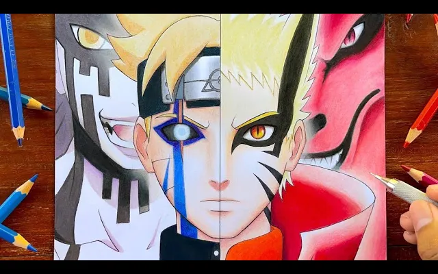 วิธีการวาด Naruto x Boruto โหมด Karma X Baryon