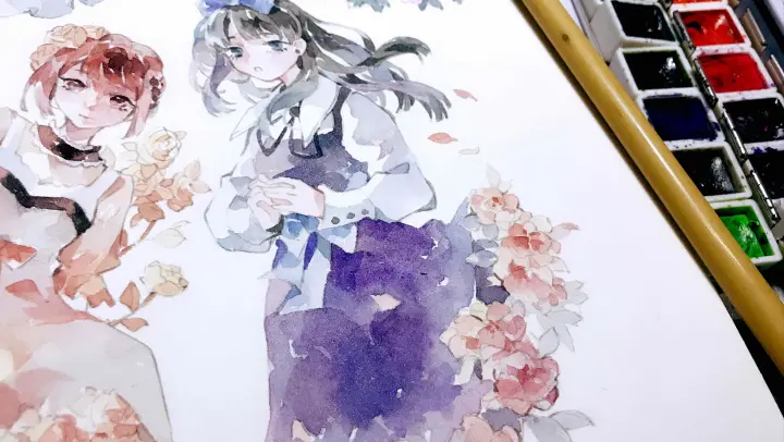 [Watercolor Turotial For Beginners] How To Paint Colors And Details