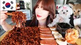 GUCCI IS BACK! KOREAN FOOD MUKBANG 먹방 (Black Bean Noodle, Spam, Kimchi Dumpling, Kimchi, Seaweed)