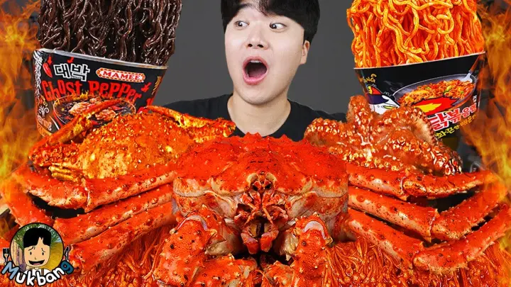 ASMR MUKBANG 해물찜 & 대왕 문어 & 킹크랩 FIRE Noodle & Spicy Seafood & Octopus & King crab EATING SOUND!