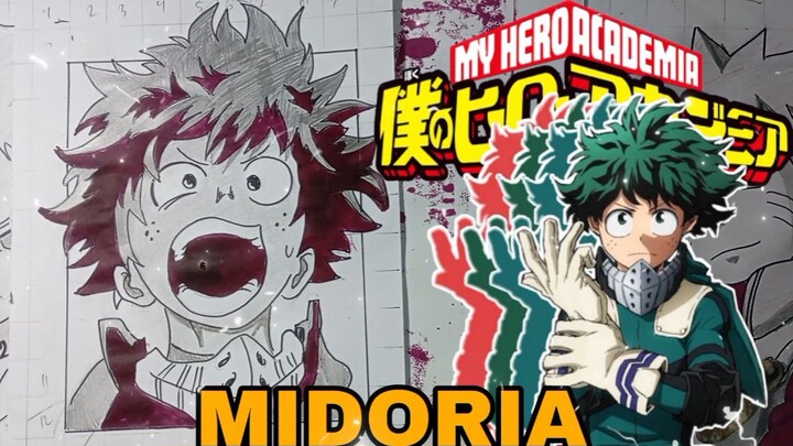 menggambar midoria dari anime my hero academia
