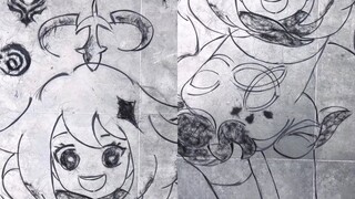 我在理发店用头发画了个派蒙
