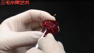 水果雕刻师初次挑战车厘子雕刻，厉害了我的师傅！