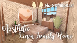 Roblox Bloxburg: No Gamepass Aesthetic Linen Family Home speed build & tour | Minami Oroi