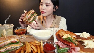 SUB) !🥞🥪(ft) Pancake Sandwich Brunch mukbang ASMR