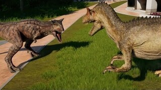 Jurassic World Evolution - Allosaurus & Carnotaurus Breakout & Fight! (1080p 60FPS)