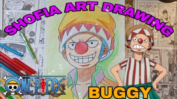 drawing kapten Buggy dari anime one piece