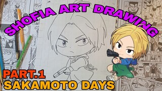 drawing karakter anime Sakamoto days shin asakura part.1