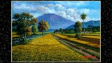 Melukis - Menggambar Pemandangan Sawah Dengan Akrilik / Pemandangan Alam Indonesia Indah