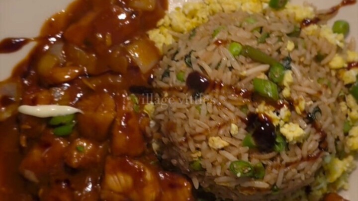 veg rice and chicken manchurian #rice #chicken #manchurian