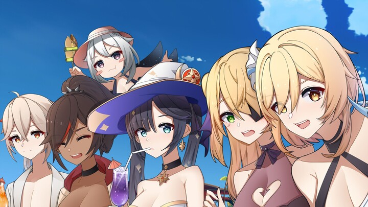 [Genshin Impact / Handwritten] Midsummer! swimsuit? oh oh oh!
