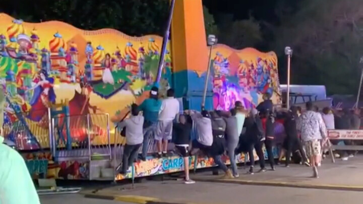 A ride at an amusement park in the U.S. malfunctions