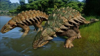Jurassic World Evolution - 2 Ankylosaurus & 2 Carnotaurus Breakout & Fight! (1080p 60FPS)