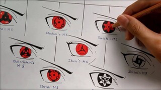 Drawing All Mangekyou Sharingan Forms | Evolution Of Sharingan | Kakashi Art