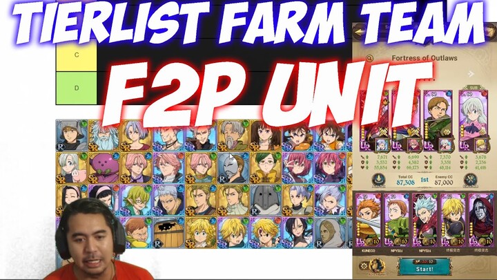 Tierlist Farming Team Free to Play Unit - The Seven Deadly Sins Grand Cross