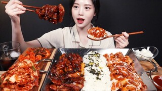 [Mukbang TV] - Gà nướng than cay + gà rán tẩm gia vị | ASRM