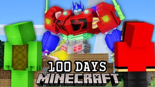 I Survived  100 Days Of Attack of OPTIMUS PRIME Giant TITAN - in Minecraft - Maizen