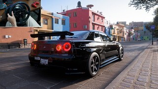 NISSAN SKYLINE GTR R34 V-SPEC II - Berkendara Pagi | Forza Horizon 5 | Thrustmaster T300 RS Gameplay