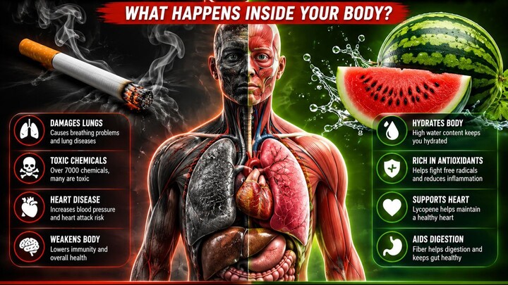 What Happens Inside Your Body After Smoking a Cigarette & Eating Watermelon? 🚬🍉