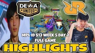 DEWA UNITED VS. RRQ HOSHI FULLGAME HIGHLIGHTS | MPL ID S13 WEEK 5 DAY 2