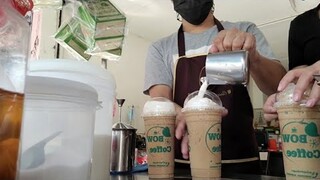 เนสกาแฟขายดีมากชาเขียวชาเนสทีโอวัลตินเข้มข้นทุกแก้วค่ะ🥤กาแฟถุงกระดาษรถเข็นริมทาง