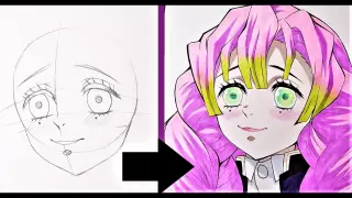 How to draw KANROJI MITSURI from Kimetsu No Yaiba (Anime Drawing Tutorial for Beginners)