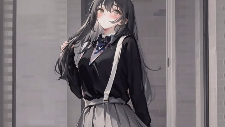 A very shy sister with suspenders dances for you, just because it is an AI animation