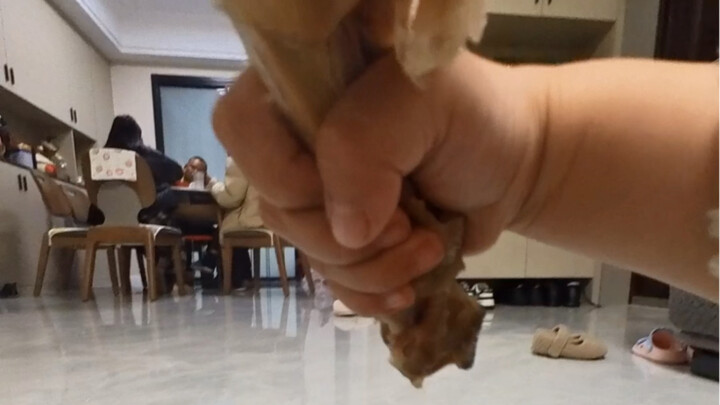 Immersive first-person chicken leg-eating experience