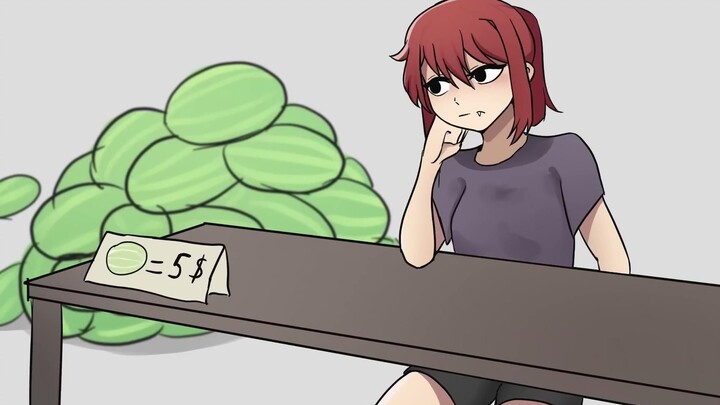The girl used a trick to sell melons, and the melons were sold out