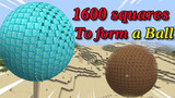 ใช้1600ชิ้นแผ่นสี่เหลี่ยม เพื่อสร้างลูกบอล  ไม่กลม เราก็ให้มันกลม