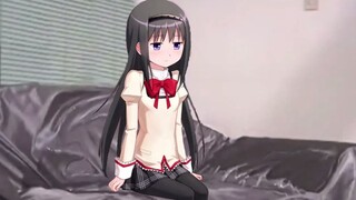 Magical girl Homura Akatsuki being interviewed