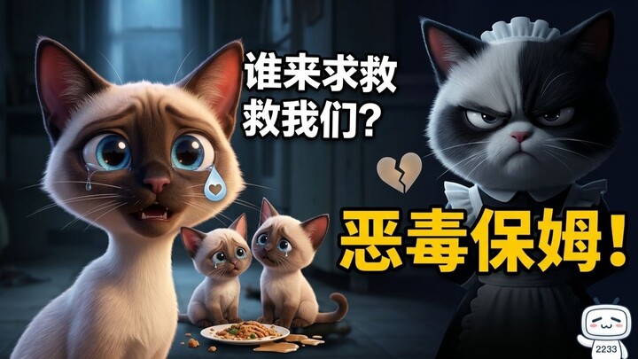 妈妈离开后，恶毒保姆对两只小猫做了什么？💔😿 3D治愈催泪动画