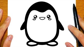 BELAJAR MELUKIS BURUNG PENGUIN COMEL | Lukisan yang mudah