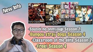Bahas Sousei no onmyouji s2,Bungou Stray dogs s4,Classroom of the elite s2,Free s4 ||Request subs