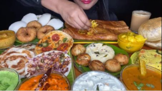 ASMR-ăn MASALA DOSA,MEDU VADA,IDLY piza món ăn nước Ấn#amthuc #monngon