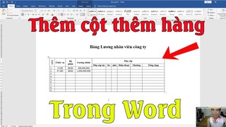 Cách thêm cột thêm dòng và cách xóa cột xóa dòng trong word