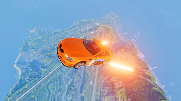 With the help of thrusters, which car has the longest airtime?