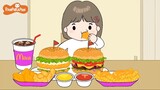 Mukbang animasi Burger cheese  jumbo