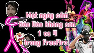 Một ngày cầm Tiểu Liên không sơn 1 vs 4 trong FreeFire | Chú Xám #shorts