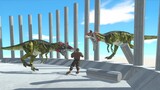 Remastered CRYOLOPHOSAURUS Duo in Circle Cage - Animal Revolt Battle Simulator