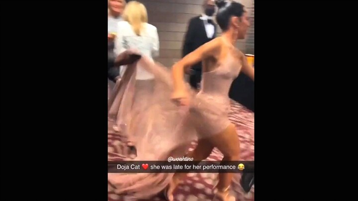 When Doja Cat found out she had won a Grammy Award, she was in the bathroom.