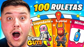 COMPRO 100 RULETAS y consigo TODAS las NUEVAS SKINS de STUMBLE GUYS... 😱