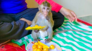 Snack Time!! Little Toto is enjoys eating ripple mango & happy playing around Mom