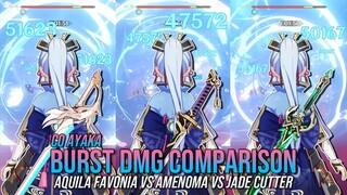 AMENOMA VS AQUILA FAVONIA VS JADE CUTTER - C0 Ayaka BURST DMG Comparison & Showcase | Genshin Impact