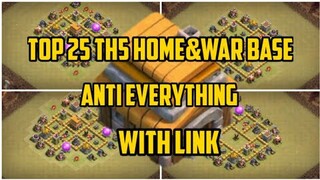 TOP 25 BEST TH5 HOME&WAR BASE WITH LINKS 2020 | TH5 BEST EVER BASE | TH5 ANTI EVERYTHING | (COC)