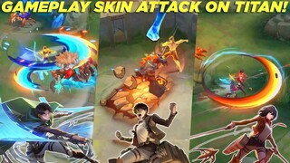 GAMEPLAY EFEK SKIN ATTACK ON TITAN YIN "EREN", MARTIS "LEVI" & FANNY "MIKASA" - MOBILE LEGENDS