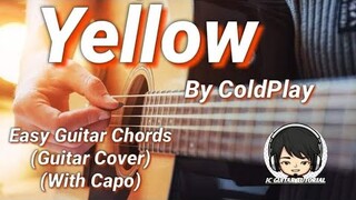 Yellow - Coldplay Guitar Chords (Easy Guitar Chords)(With Capo)